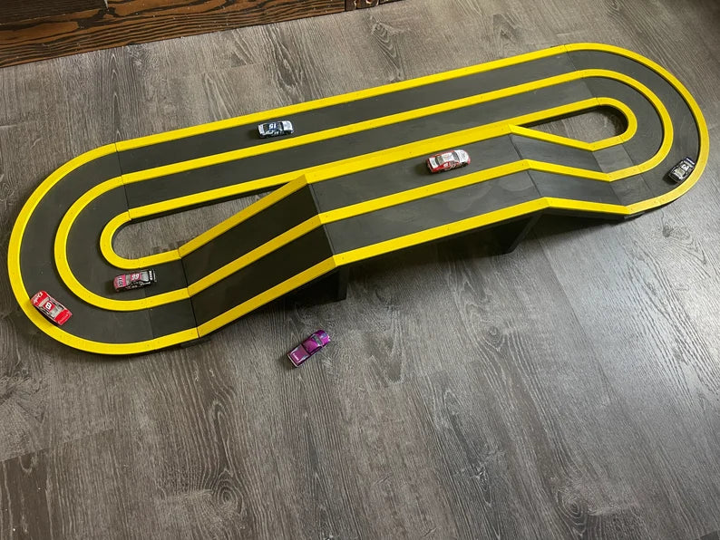 Kids 2 Lane Loop Track, Wood Race Car Track, Road, Hot Wheels, Drag Strip, Race Car Drive, Starter Block, Raceway, Matchbox Wooden Ramp, Toy