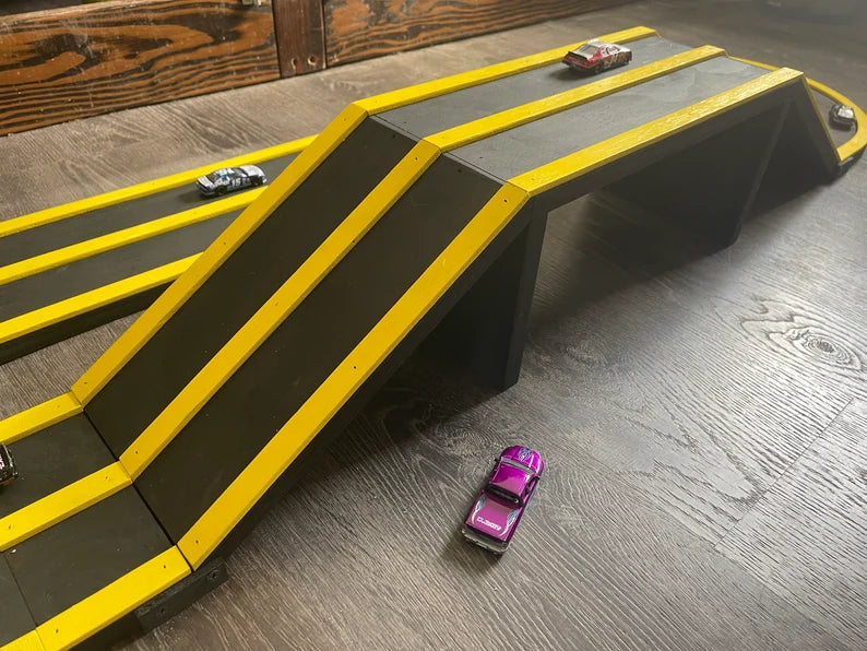 Kids 2 Lane Loop Track, Wood Race Car Track, Road, Hot Wheels, Drag Strip, Race Car Drive, Starter Block, Raceway, Matchbox Wooden Ramp, Toy