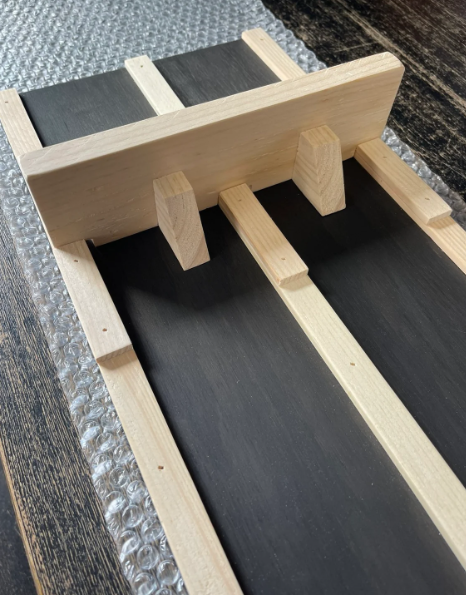 3 INCH WIDE LANES, 5' Kids Race Car Track + Adjustable Height Stand, 2-6 Lane Wooden Ramp, Pinewood Derby Car Raceway, Monster Trucks