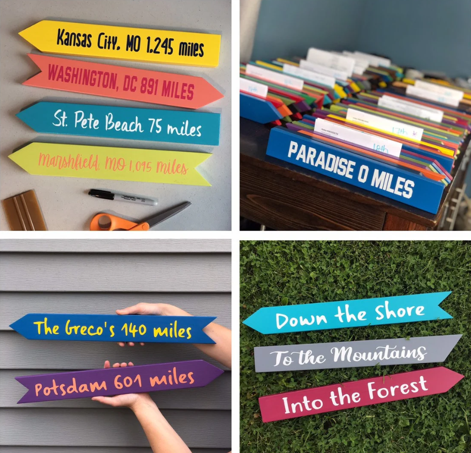 Directional Arrows, 2.5x16 Inch Custom Wood Sign, Event, Business, Personalized, Destinations, Travel, Vacation, Family Location, Restaurant, Store Front