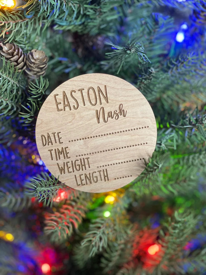 Baby Name Stats, Print Announcement Sign, Birth Reveal, New Baby, Hospital, Birth Stats, Newborn, Hospital Sign, Laser Engraved, Wood Round