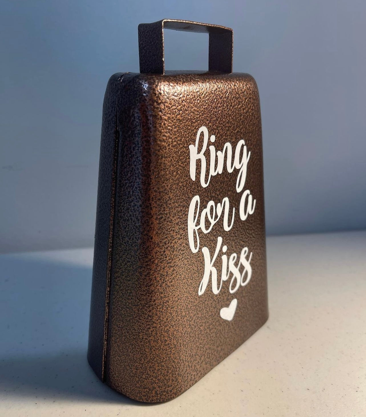 Ring For A Kiss, 7 Inch, Steel Cow Bell, Bride and Groom, Display Table, Wedding, Bar Decor, Kiss, Couple, Wedding Decor, Rustic, Cowbell