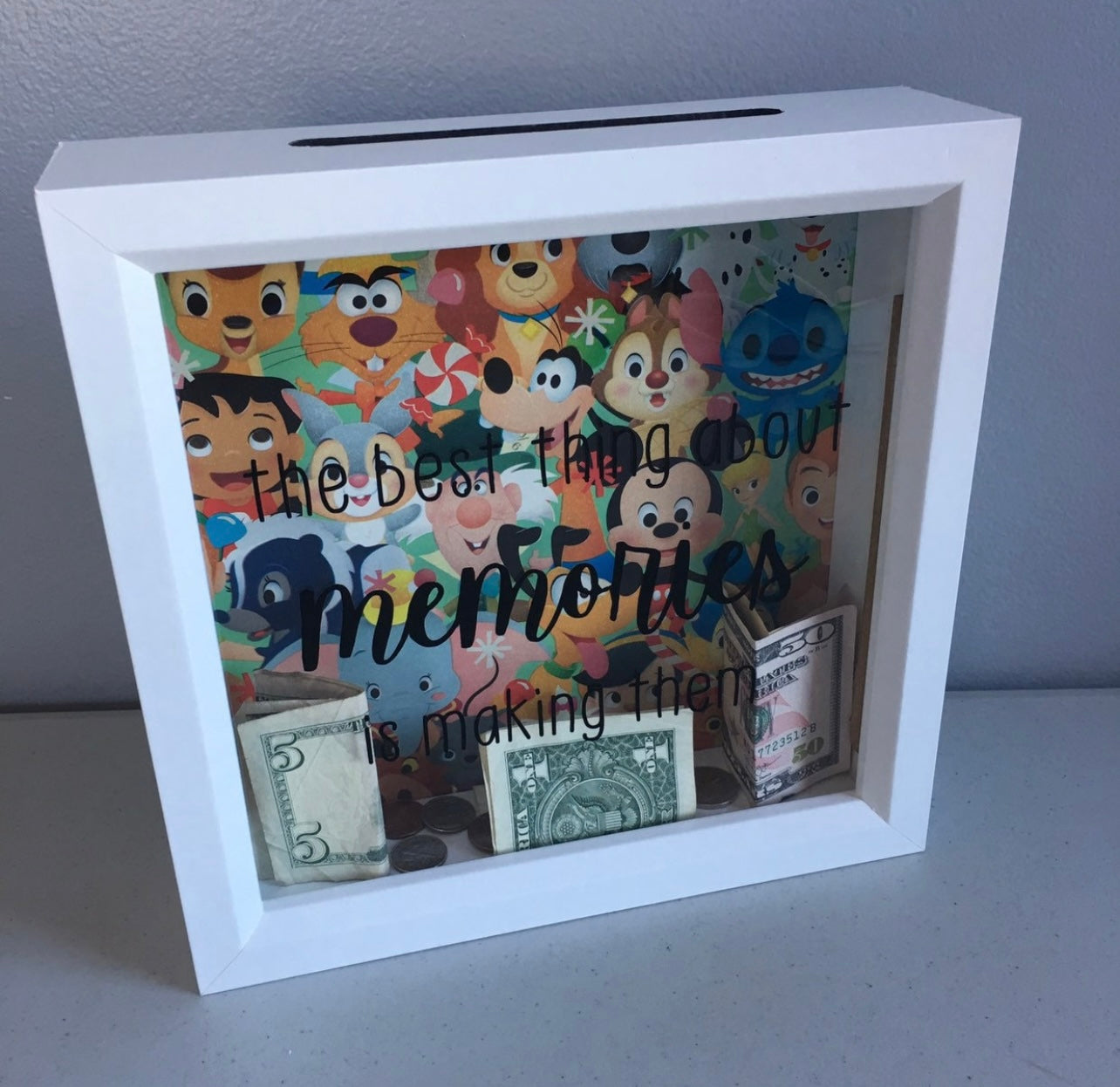CUSTOM Shadow Box, Ticket Box, Ticket Stub, Memories, Shadow Box, Gift Idea, Kids, Adventure, Travel Theme, Custom Text, Money Bank, Dropbox