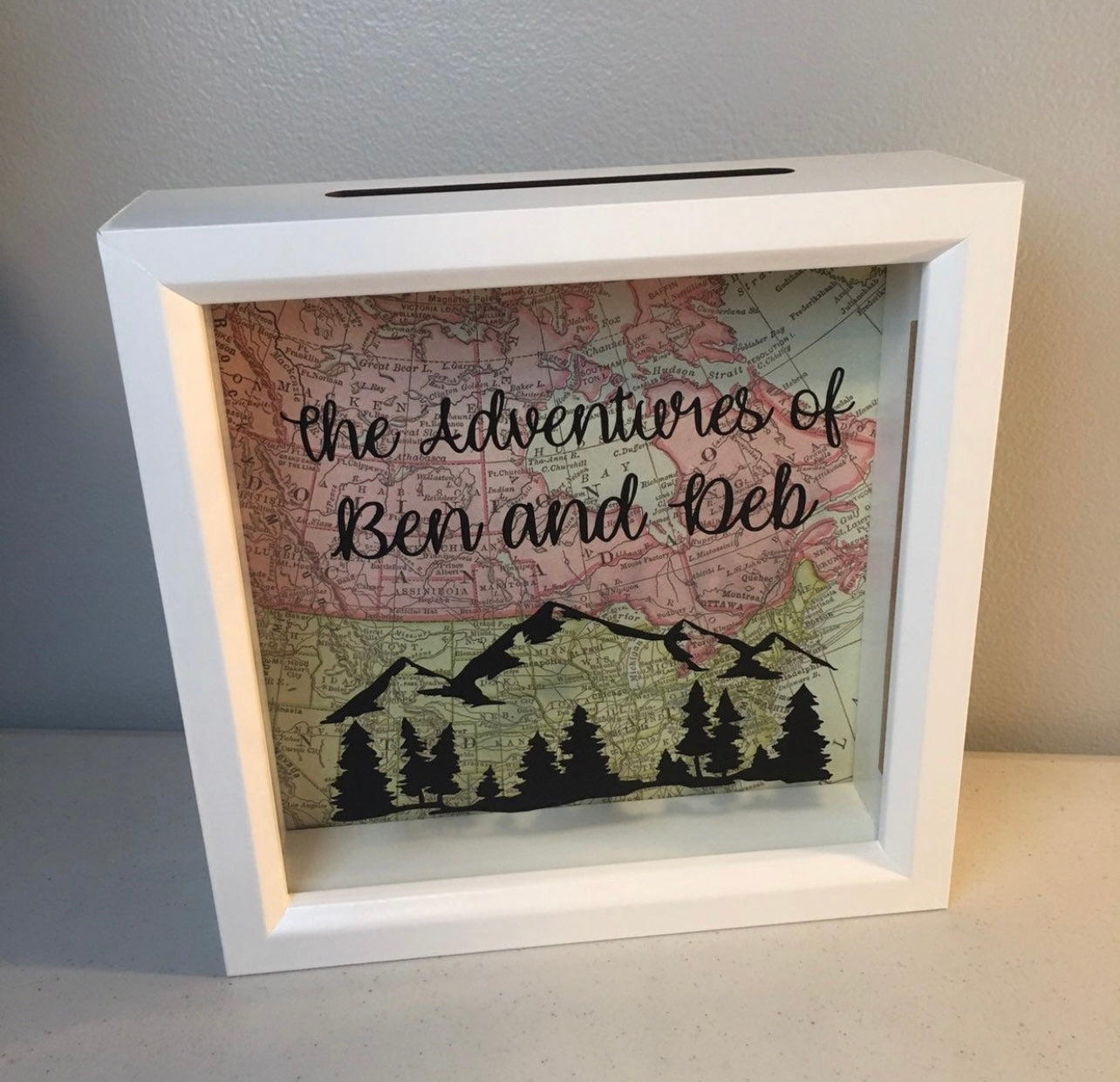 CUSTOM Shadow Box, Ticket Box, Ticket Stub, Memories, Shadow Box, Gift Idea, Kids, Adventure, Travel Theme, Custom Text, Money Bank, Dropbox