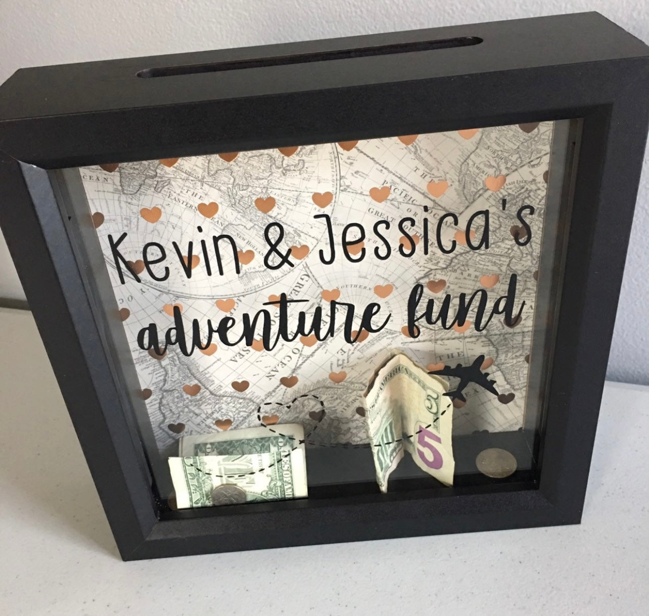 CUSTOM Shadow Box, Ticket Box, Ticket Stub, Memories, Shadow Box, Gift Idea, Kids, Adventure, Travel Theme, Custom Text, Money Bank, Dropbox