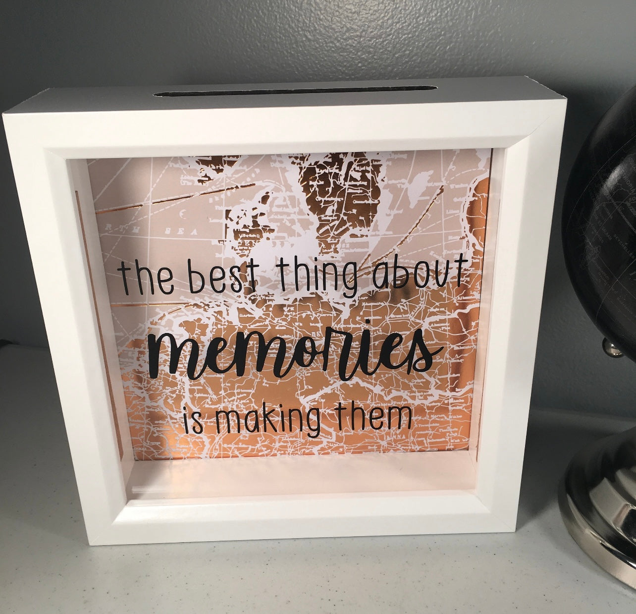 Making Memories, Map Paper, Pastel Map, Ticket Stubs, Money Bank, Shadow Box, Gift Idea, Kids Adventure, Travel Theme, Wedding, Best Thing About Memories