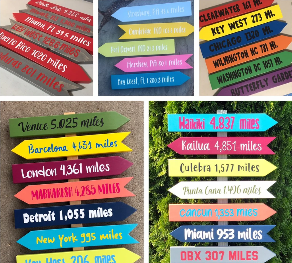 Directional Arrows, 2.5x16 Inch Custom Wood Sign, Event, Business, Personalized, Destinations, Travel, Vacation, Family Location, Restaurant, Store Front