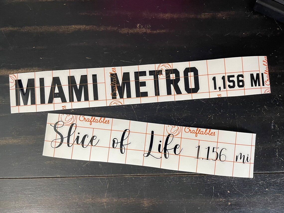 Destination Arrow Decal, Custom Location and Mileage, Permanent Vinyl, Adhesive Decal, DIY Travel Sign, Price PER Decal