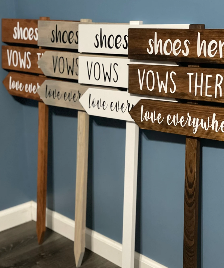 Shoes Here Vows There Love Everywhere, Beach Wedding Sign, Outdoor Directional Sign, Arrow, Love, Bridal, Outdoor Ceremony, Vows, Shoes