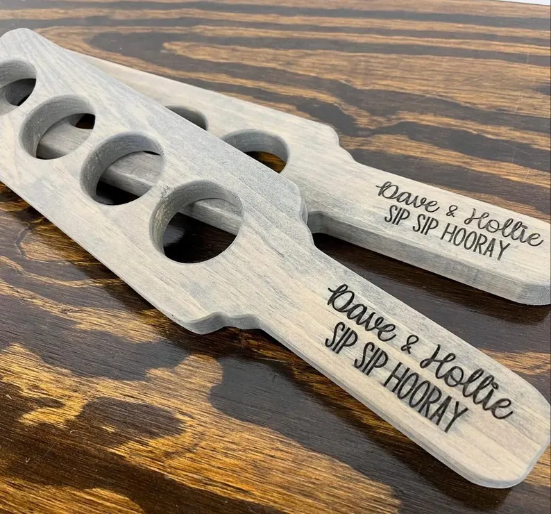 Beer or Cider Tasting Paddle, 1 Paddle, 4 Tasting Glasses, Custom Flight Board, Wedding, Housewarming, Bar, Drinks, Bachelor Party, Engraved