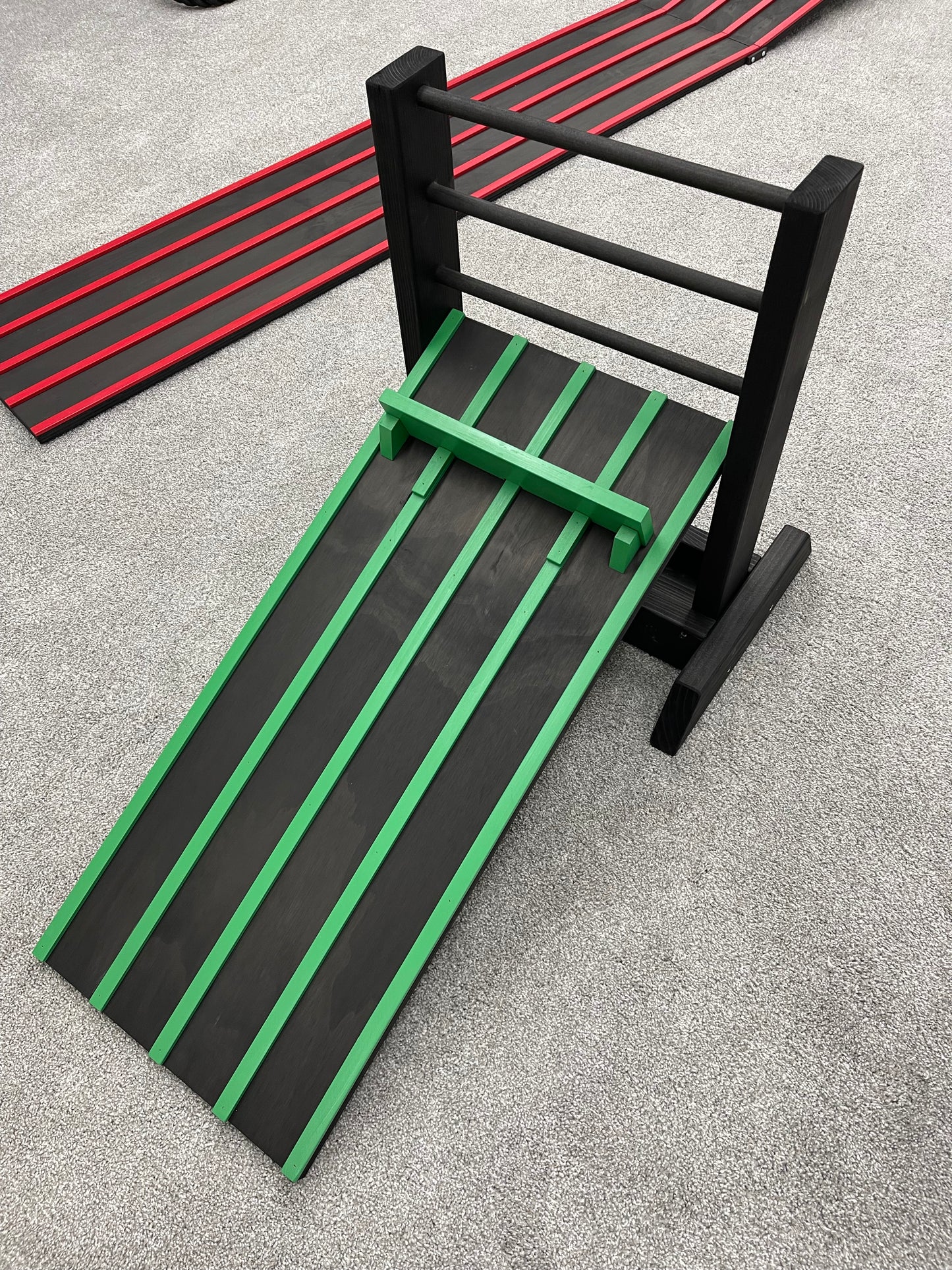 3 INCH WIDE LANES, 3’ Kids Race Car Track + Adjustable Height Stand, 2-6 Lane Wooden Ramp, Pinewood Derby Car Raceway, Monster Trucks