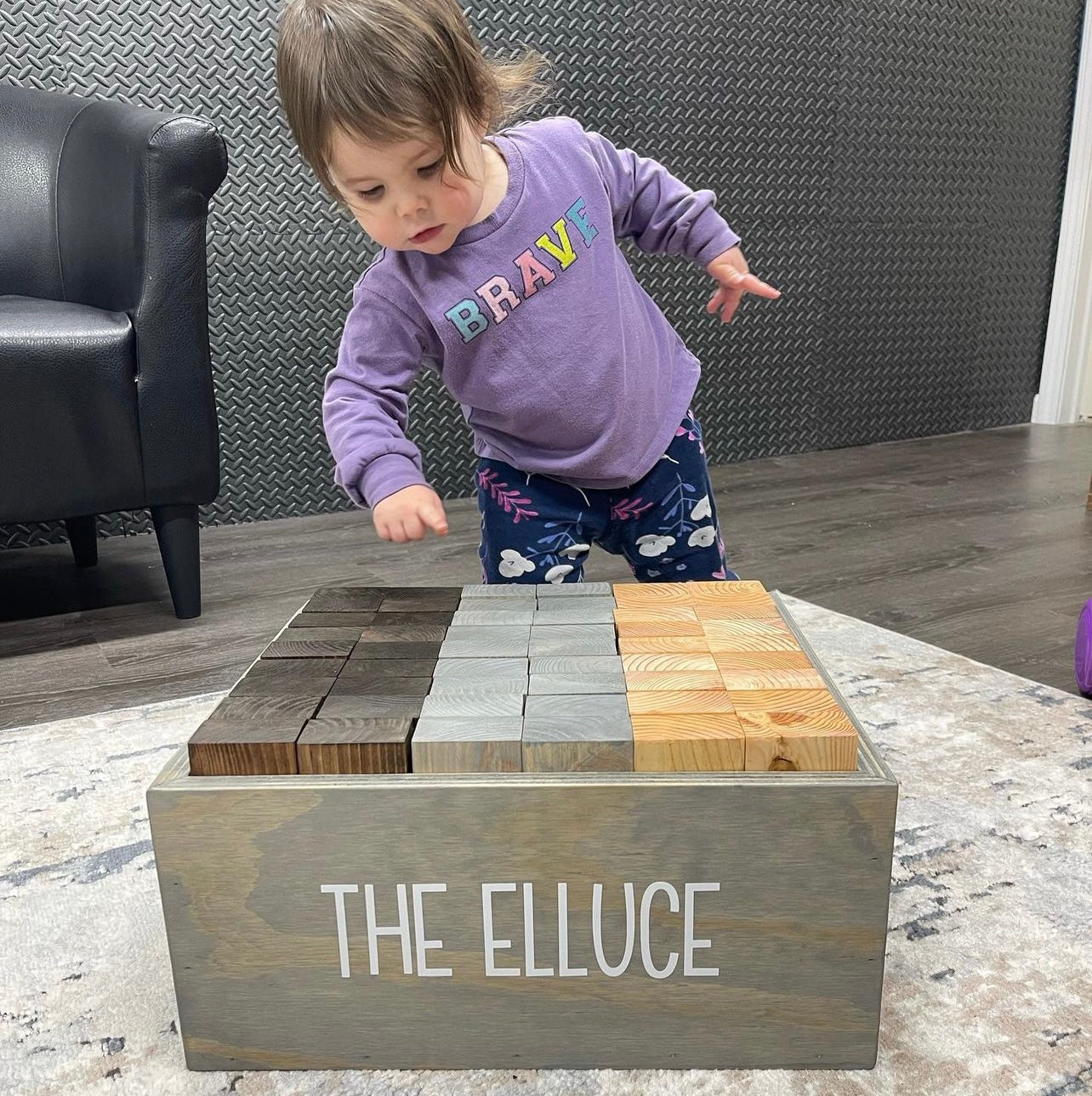 Giant Tumbling Tower, Stacking Game with Storage Crate, Personalized Yard Game, Laser Engraved Tricky Tower, Guestbook, Gift, Custom Blocks