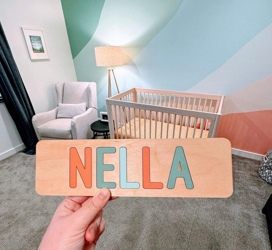 Wood & Acrylic Baby Name Puzzle, Laser Cut, Name Puzzle, Personalized Name Puzzle, Baby Shower, Pastel Acrylic Letters, Kids Custom Name Toy