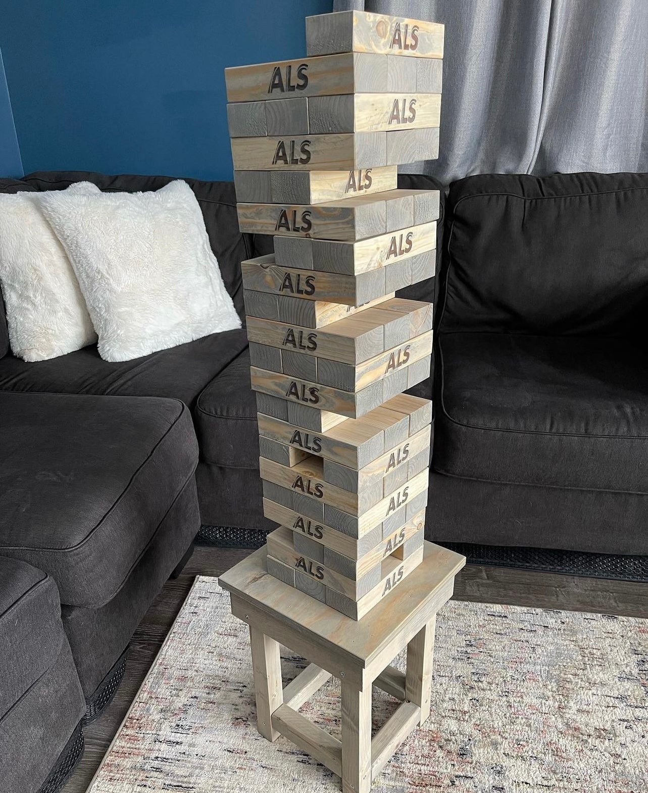 Giant Tumbling Tower, Stacking Game with Storage Crate, Personalized Yard Game, Laser Engraved Tricky Tower, Guestbook, Gift, Custom Blocks