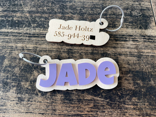 Backpack Name Tag, Custom 3D Acrylic Kids Keychain, Luggage Tag, Diaper Bag Tag, Lunch Box, School or Sports Bag, Gift Bag, Stocking Tag (Copy)