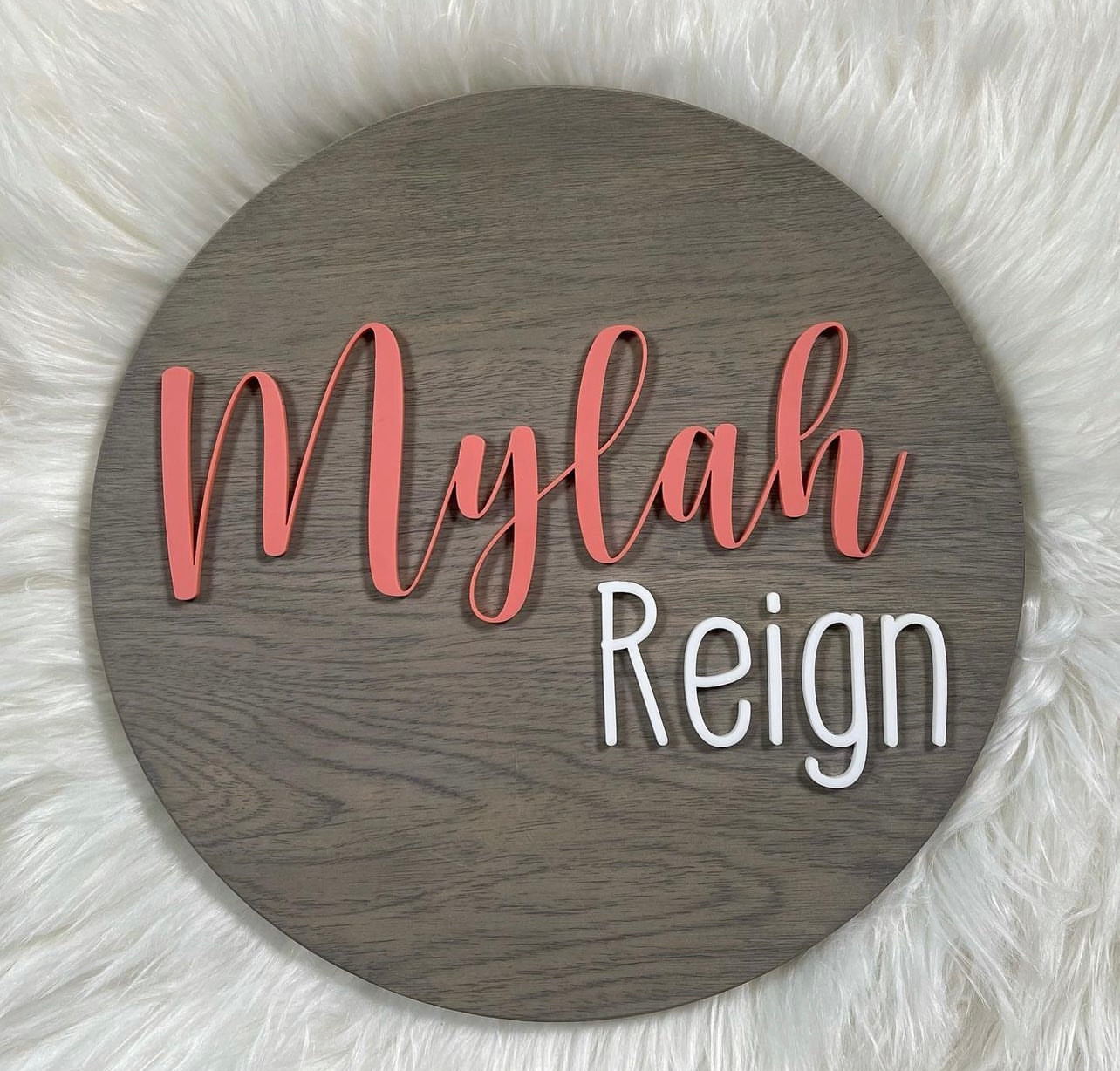 Large 3D Name Round, Acrylic Name, Wood Sign, Custom Nursery, Crib, Business Logo, Family, Last Name, Wedding Gift, Photo Prop, Announcement