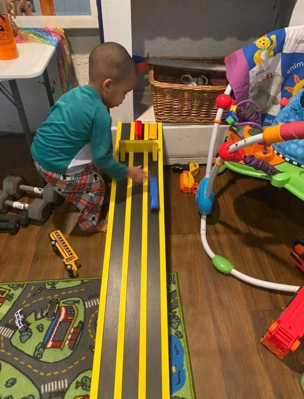 3,4,5 or 6' Kids Race Car Track, 36 Inch Matchbox Wooden Ramp, 3 Lane ...