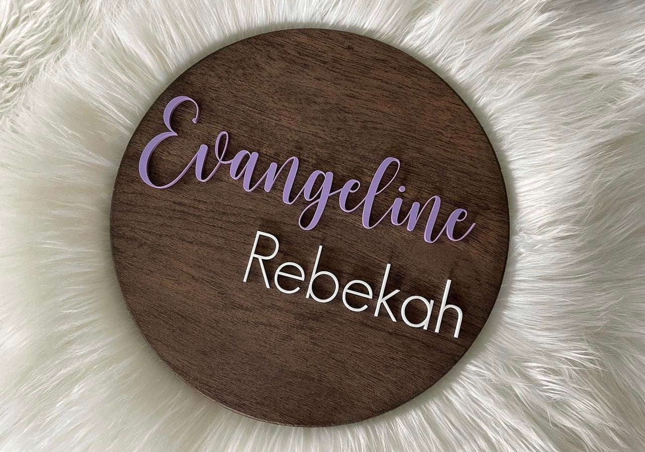 Large 3D Name Round, Acrylic Name, Wood Sign, Custom Nursery, Crib, Business Logo, Family, Last Name, Wedding Gift, Photo Prop, Announcement