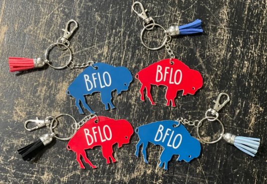 Buffalo Keychain, Acrylic Key Chain, Laser Engraved, Luggage Tag, Gift, Key Accessory, New Car, New Driver, Football Fan, Sports, BFLO