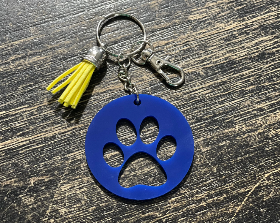 Paw Print, Wood or Acrylic Keychain, Backpack Tag, Pet Lover, Retro, Animals, Pastel, Kids, Best Friend, Gift, Party Favor, Cat, Dog